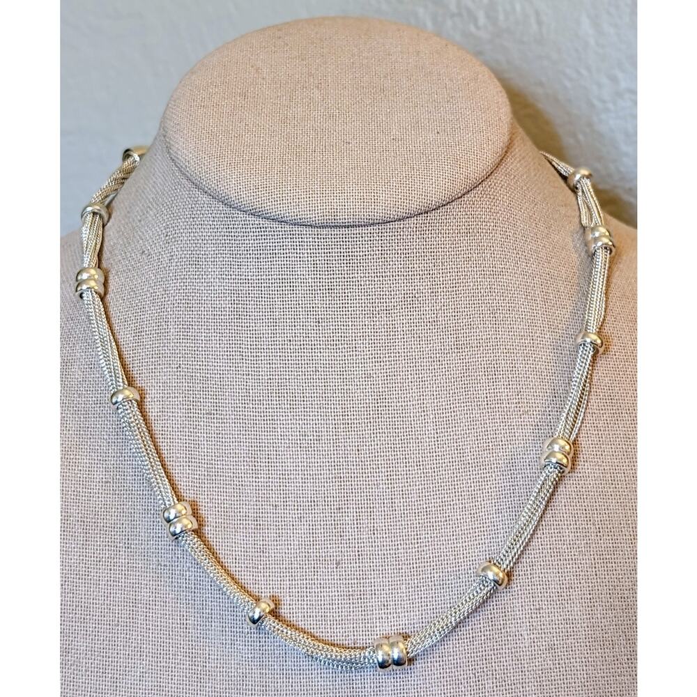 Dana Buchman Silver Tone Multi Chain Beaded Station Necklace NWOT